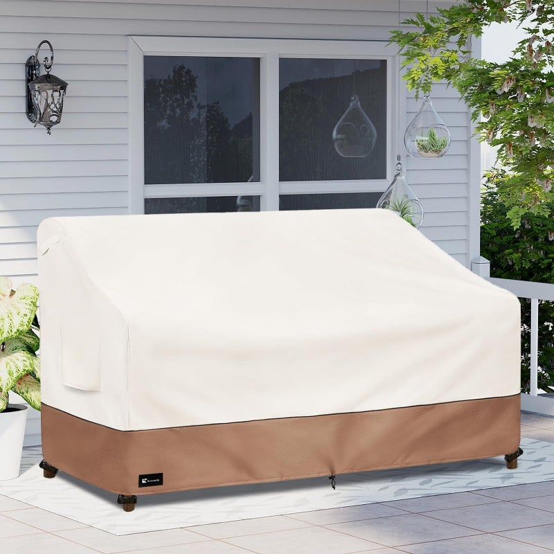 Krismile Outdoor Couch Cover for Patio Furniture - Heavy Duty Waterpoof All-Weather 3-Seater Patio Sofa Cover, 79""x38""x35"" (Beige) - Image 5